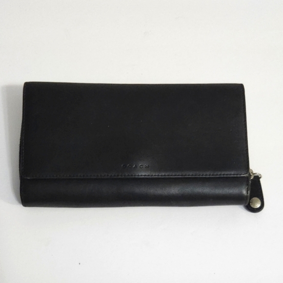 Vintage Coach Legacy Trifold  Black Leather Wallet - Picture 1 of 10
